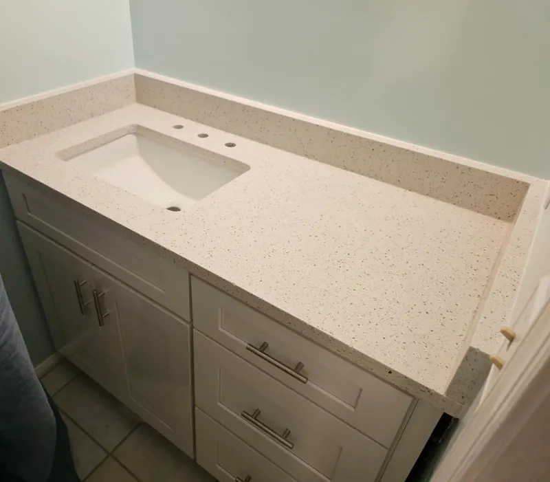 Sparkle white quartz bathroom vanity top – Beltway Countertops, Northern Virginia